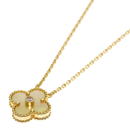 Van Cleef & Arpels Vintage Alhambra Yellow Shell Diamond Necklace K18 Yellow Gold Ladies [Used]
