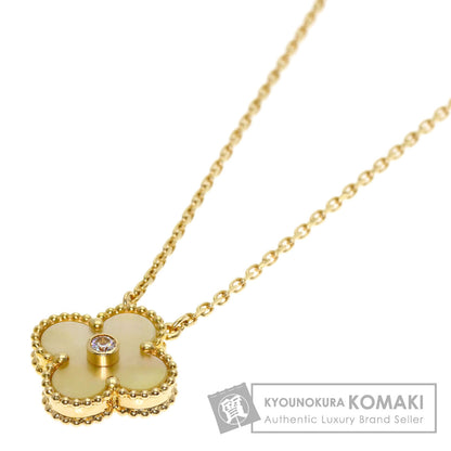 Van Cleef & Arpels Vintage Alhambra Yellow Shell Diamond Necklace K18 Yellow Gold Ladies [Used]