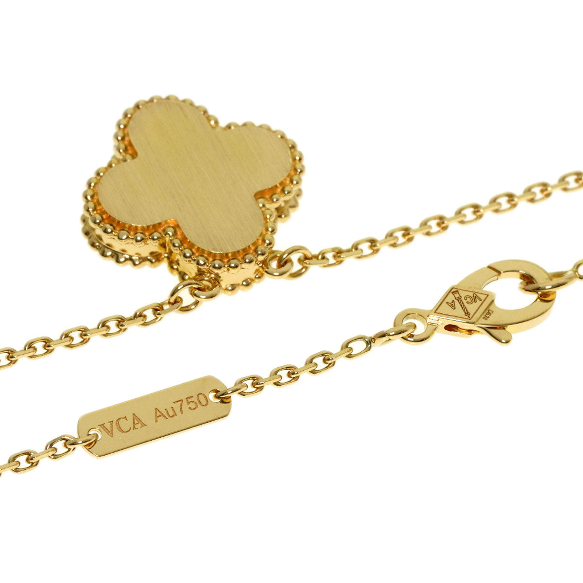 Van Cleef & Arpels Vintage Alhambra Yellow Shell Diamond Necklace K18 Yellow Gold Ladies [Used]