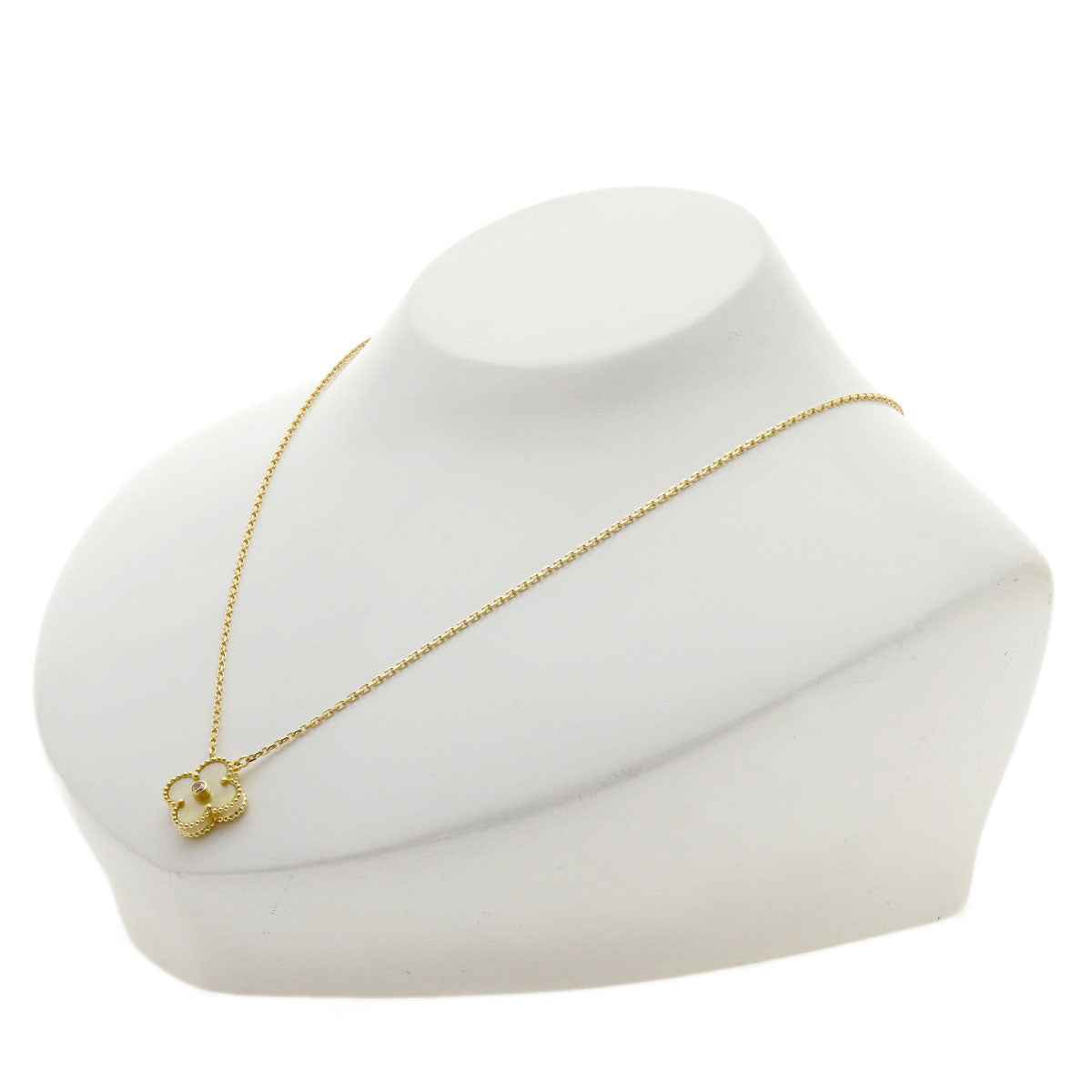 Van Cleef & Arpels Vintage Alhambra Yellow Shell Diamond Necklace K18 Yellow Gold Ladies [Used]