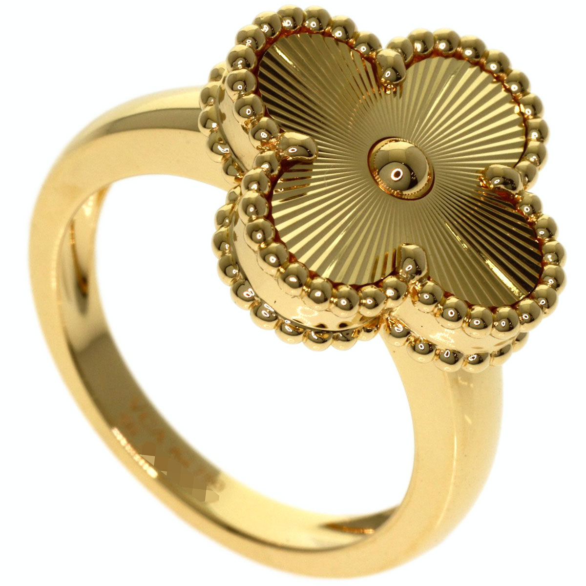 Van Cleef & Arpels Vintage Alhambra Guilloche #50 Ring K18 Yellow Gold Ladies [Used]
