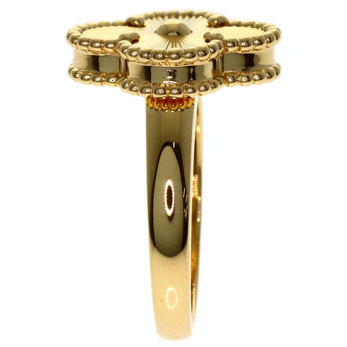 Van Cleef & Arpels Vintage Alhambra Guilloche #50 Ring K18 Yellow Gold Ladies [Used]