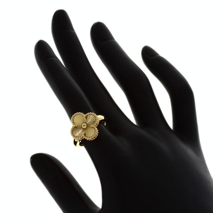 Van Cleef & Arpels Vintage Alhambra Guilloche #50 Ring K18 Yellow Gold Ladies [Used]
