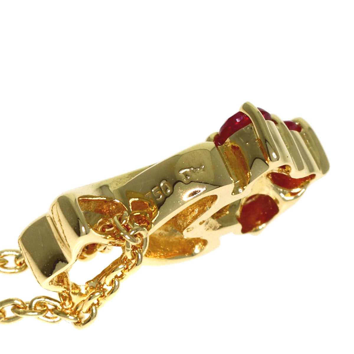 Dior Ruby Diamond Necklace K18 Yellow Gold Ladies [Used]