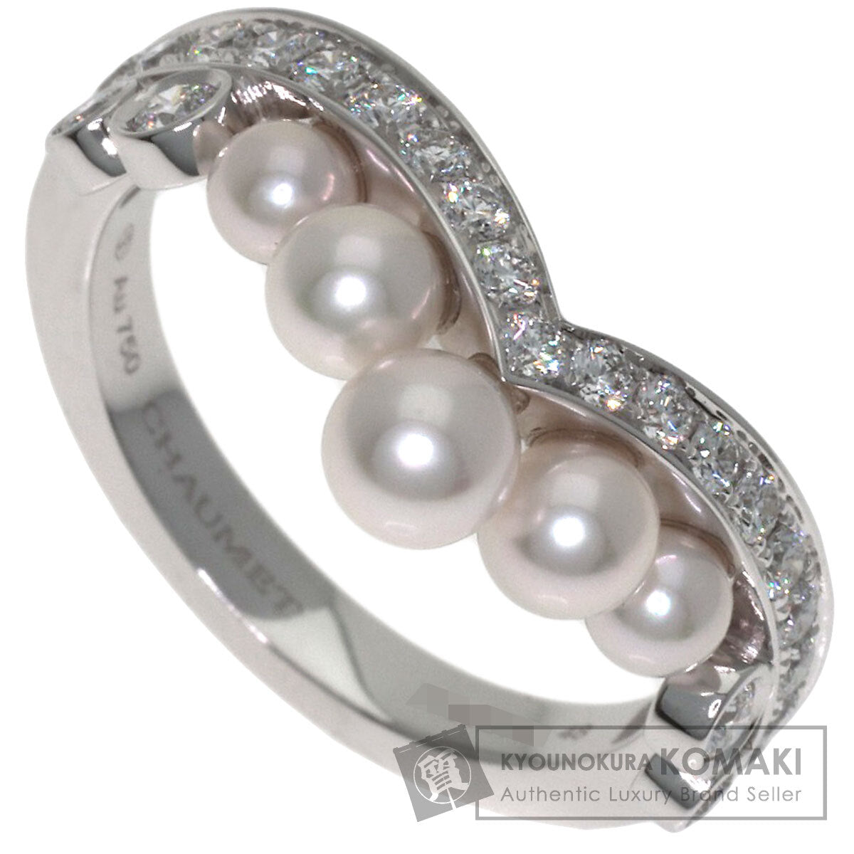 Chaumet Josephine Aigrette Pearl Diamond #48 Ring K18 White Gold Ladies [Used]