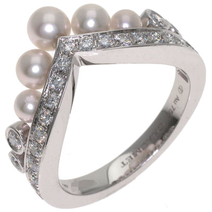 Chaumet Josephine Aigrette Pearl Diamond #48 Ring K18 White Gold Ladies [Used]