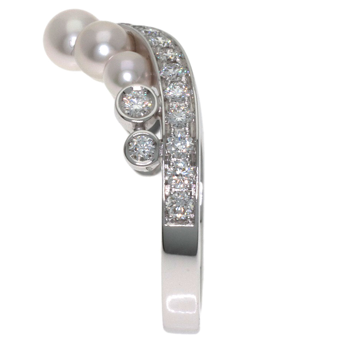 Chaumet Josephine Aigrette Pearl Diamond #48 Ring K18 White Gold Ladies [Used]