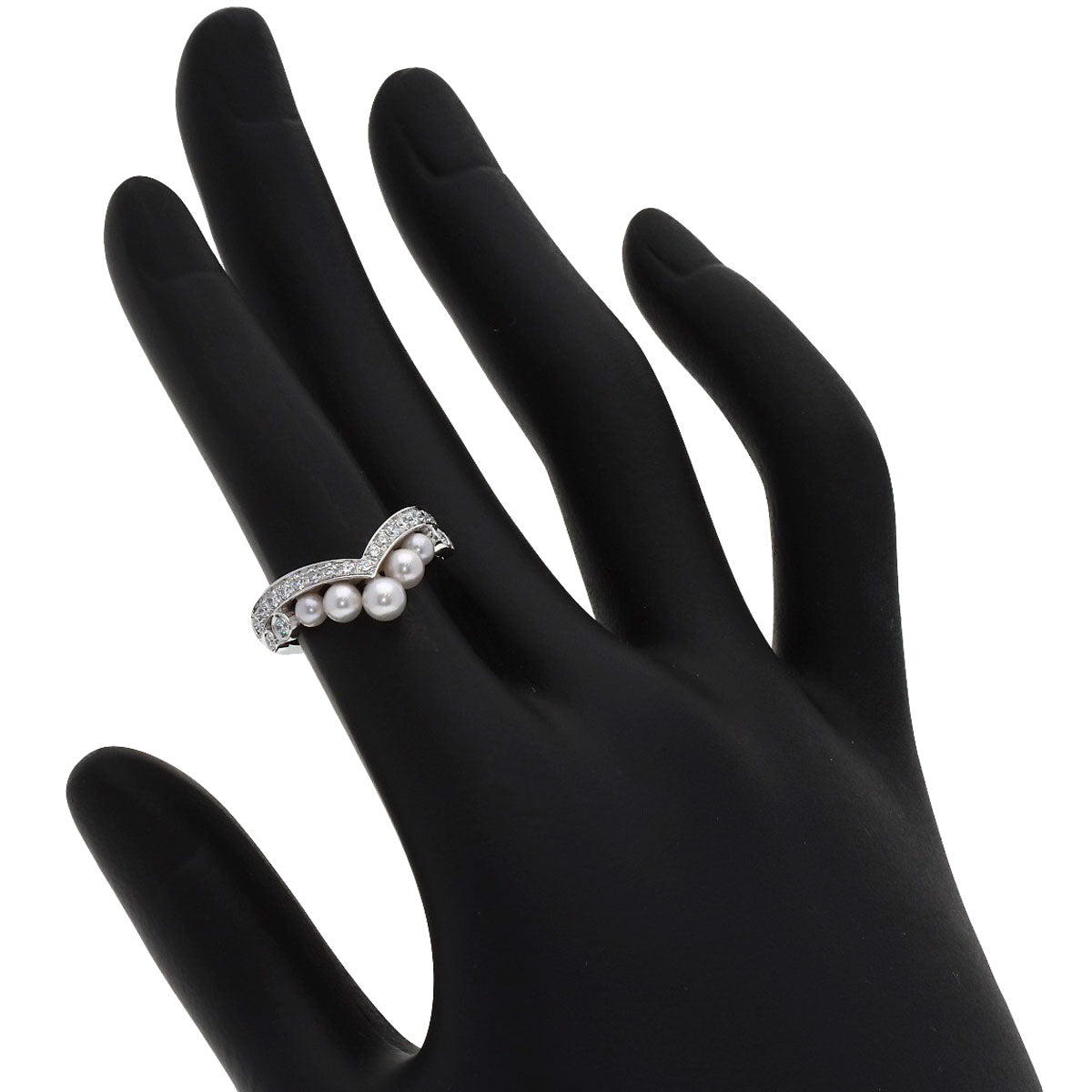 Chaumet Josephine Aigrette Pearl Diamond #48 Ring K18 White Gold Ladies [Used]