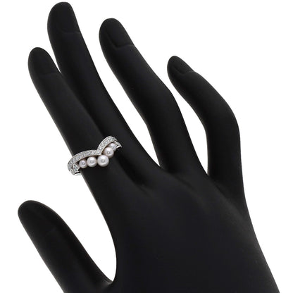 Chaumet Josephine Aigrette Pearl Diamond #48 Ring K18 White Gold Ladies [Used]