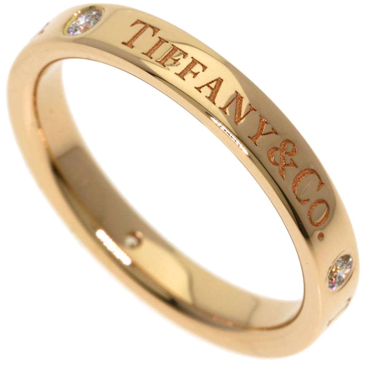 TIFFANY&Co. Flat band 3P Diamond Ring K18 Pink Gold Ladies [Used]