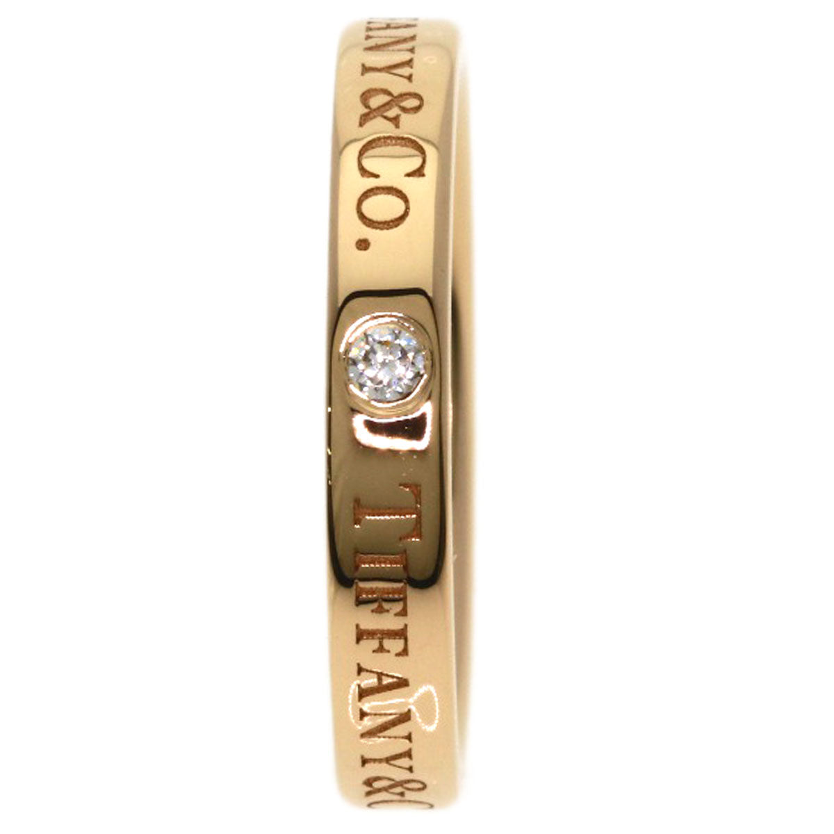 TIFFANY&Co. Flat band 3P Diamond Ring K18 Pink Gold Ladies [Used]