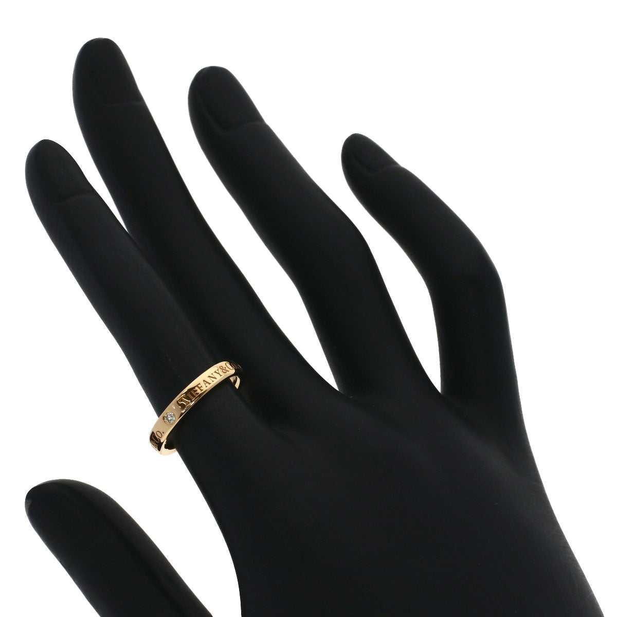 TIFFANY&Co. Flat band 3P Diamond Ring K18 Pink Gold Ladies [Used]