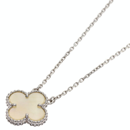 Van Cleef & Arpels Vintage Alhambra white shell Necklace K18 White Gold Ladies [Used]