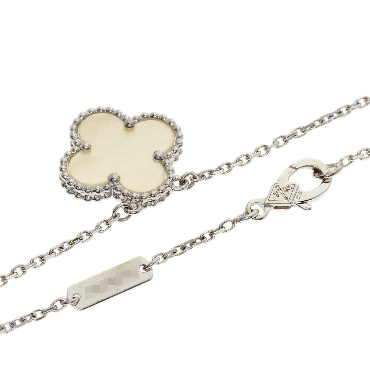 Van Cleef & Arpels Vintage Alhambra white shell Necklace K18 White Gold Ladies [Used]