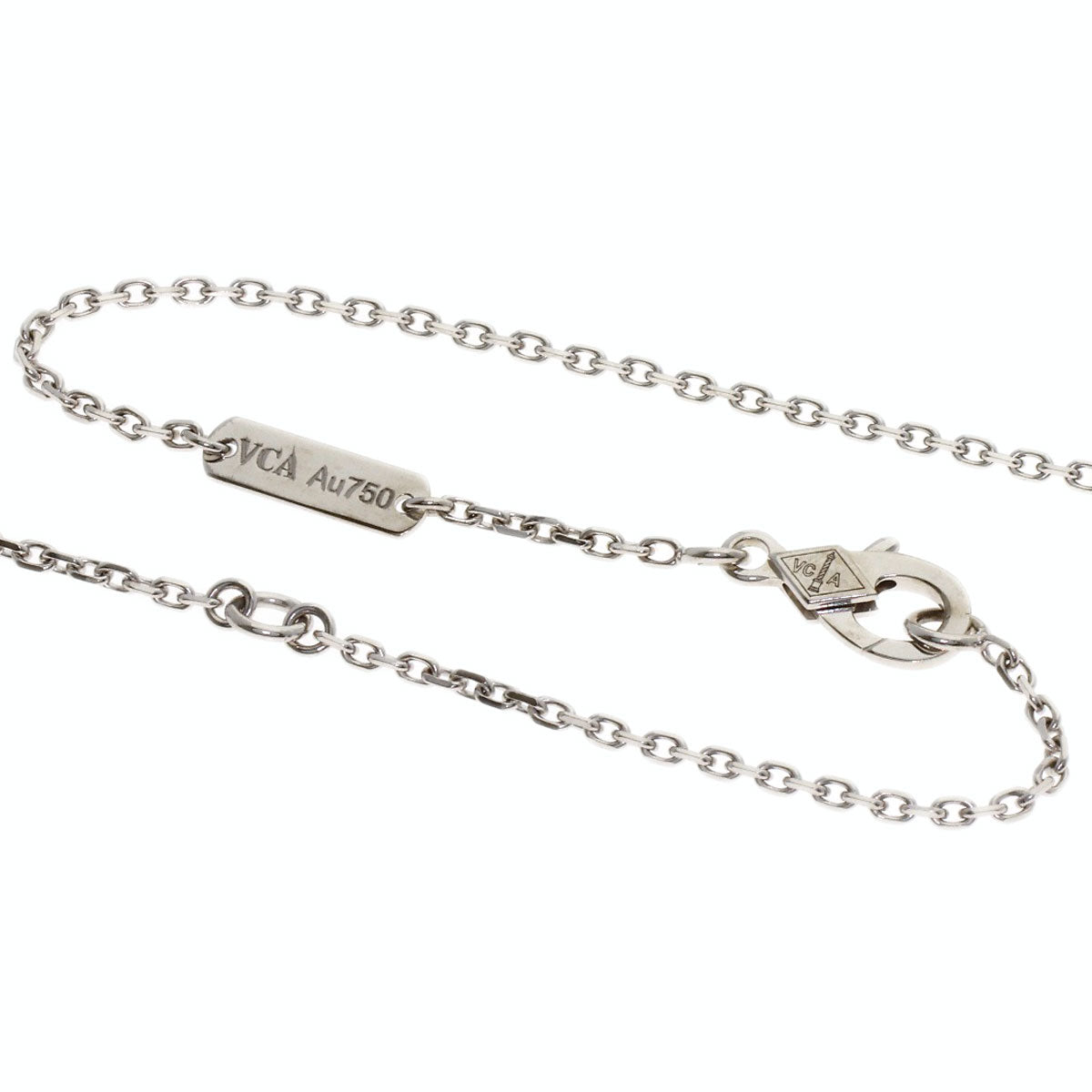 Van Cleef & Arpels Vintage Alhambra white shell Necklace K18 White Gold Ladies [Used]