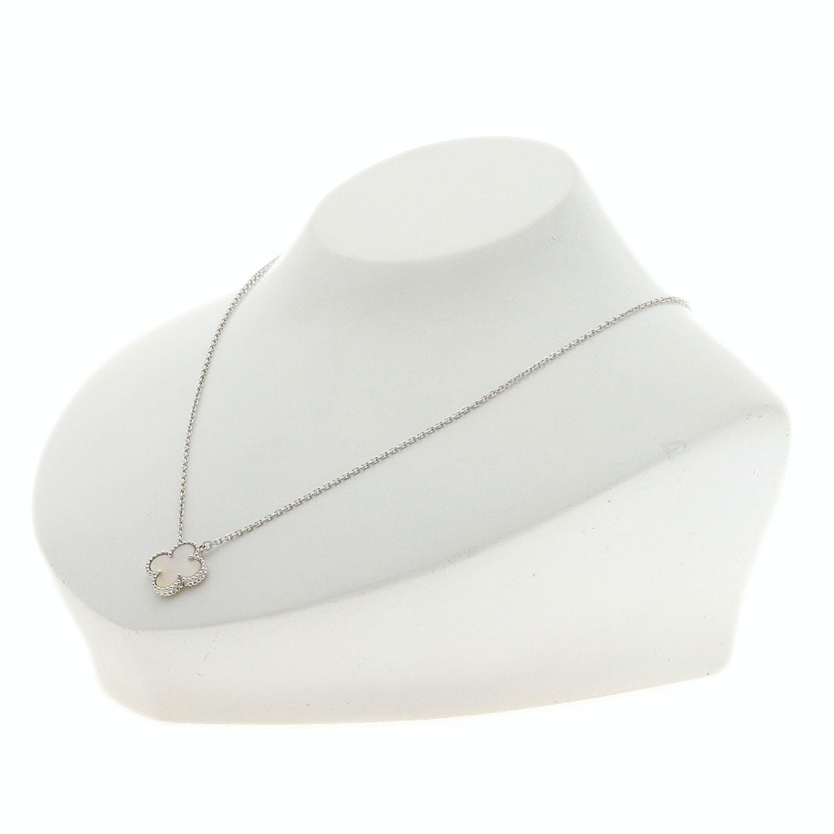 Van Cleef & Arpels Vintage Alhambra white shell Necklace K18 White Gold Ladies [Used]