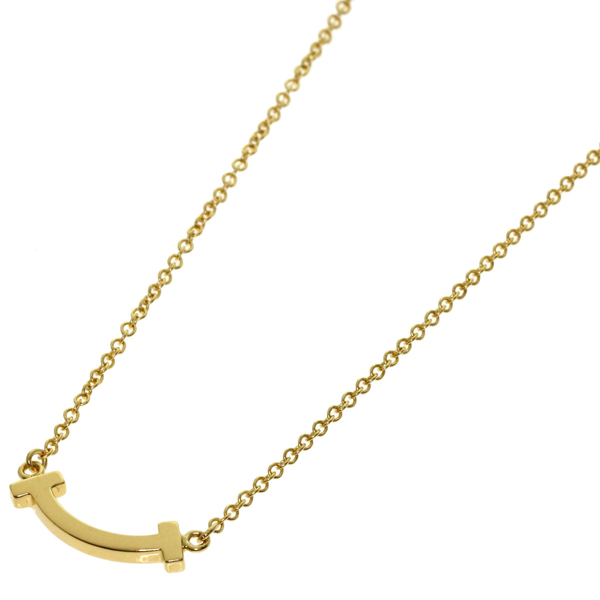 TIFFANY&Co. T Smile Mini Necklace K18 Yellow Gold Ladies [Used]