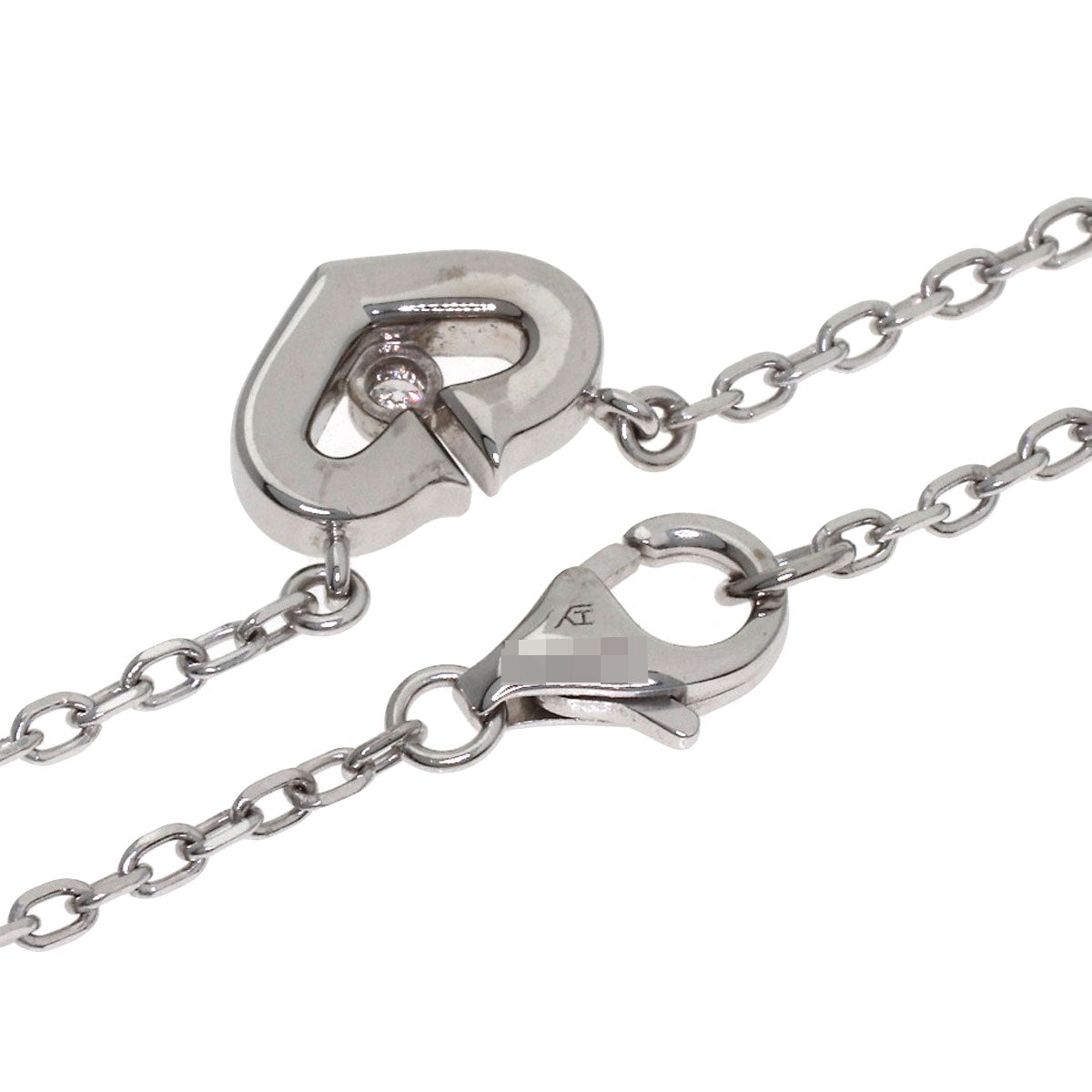 CARTIER C heart Diamond Necklace K18 White Gold Ladies [Used]