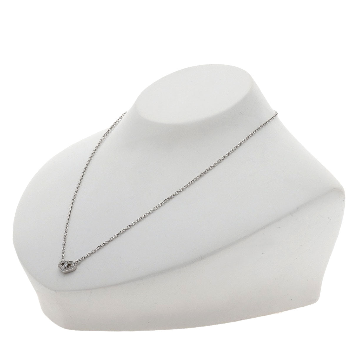 CARTIER C heart Diamond Necklace K18 White Gold Ladies [Used]