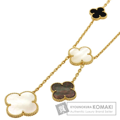 Van Cleef & Arpels Magic Alhambra 6 Motif Shell Onyx Necklace K18 Yellow Gold Ladies [Used]