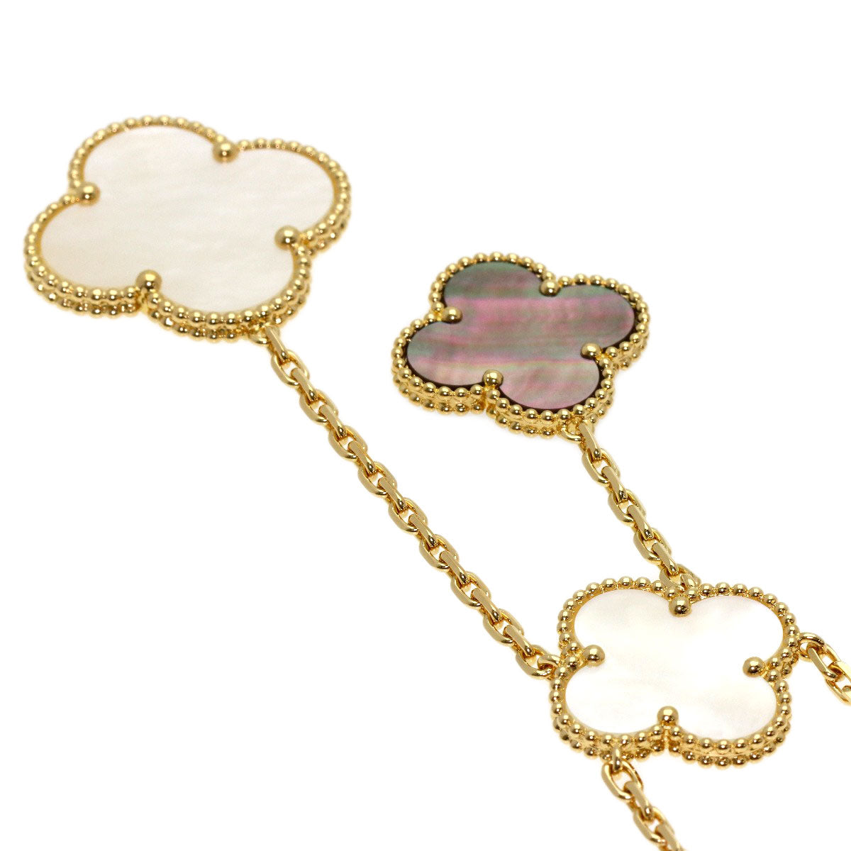 Van Cleef & Arpels Magic Alhambra 6 Motif Shell Onyx Necklace K18 Yellow Gold Ladies [Used]