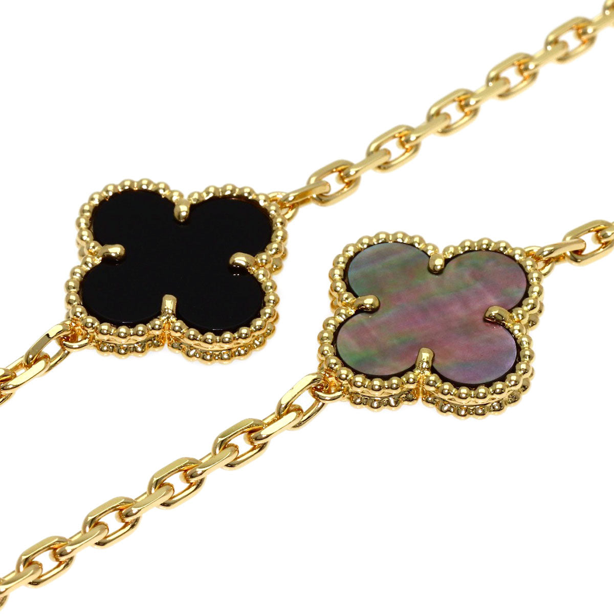 Van Cleef & Arpels Magic Alhambra 6 Motif Shell Onyx Necklace K18 Yellow Gold Ladies [Used]