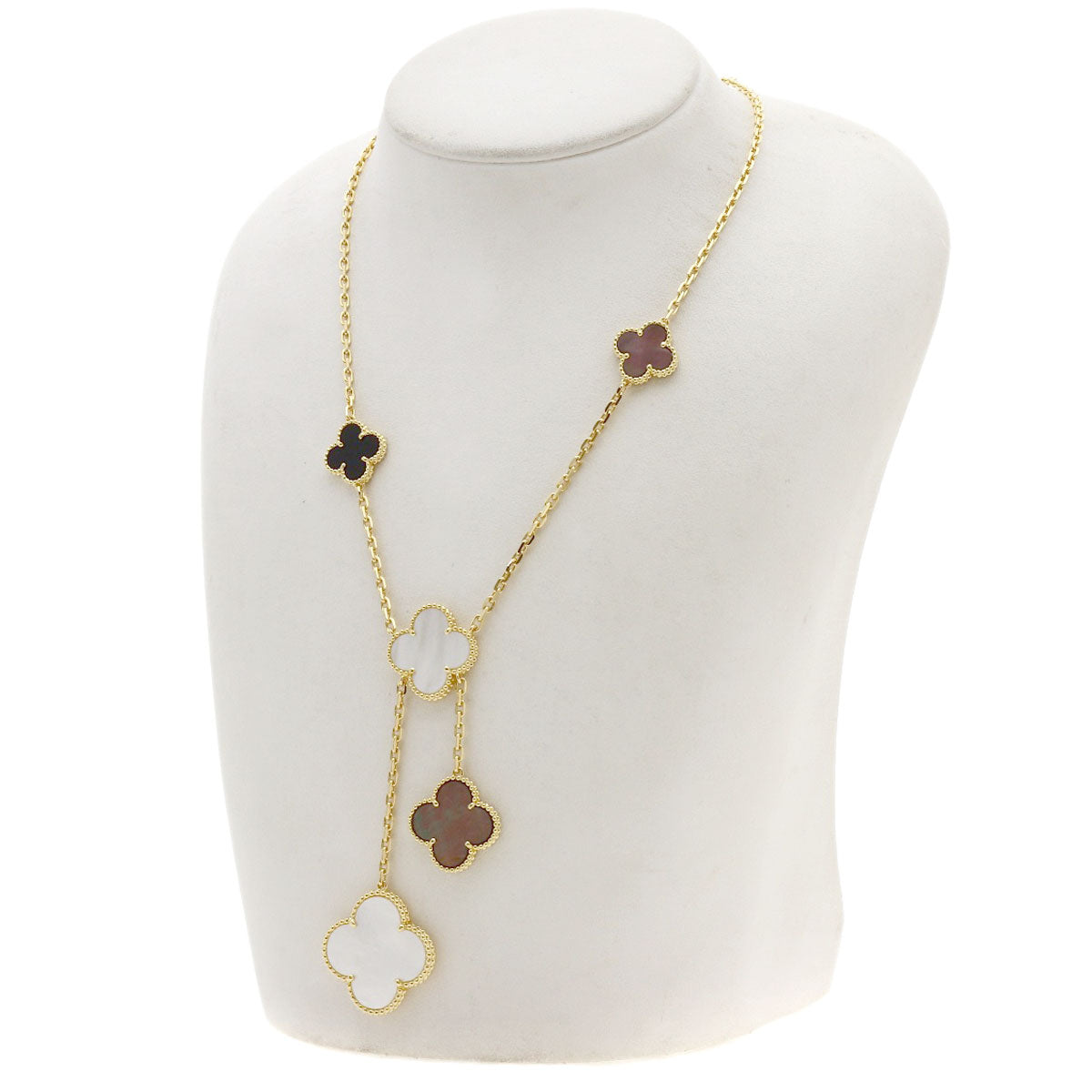 Van Cleef & Arpels Magic Alhambra 6 Motif Shell Onyx Necklace K18 Yellow Gold Ladies [Used]