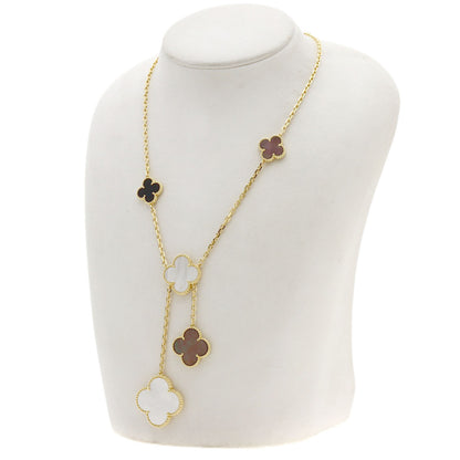 Van Cleef & Arpels Magic Alhambra 6 Motif Shell Onyx Necklace K18 Yellow Gold Ladies [Used]