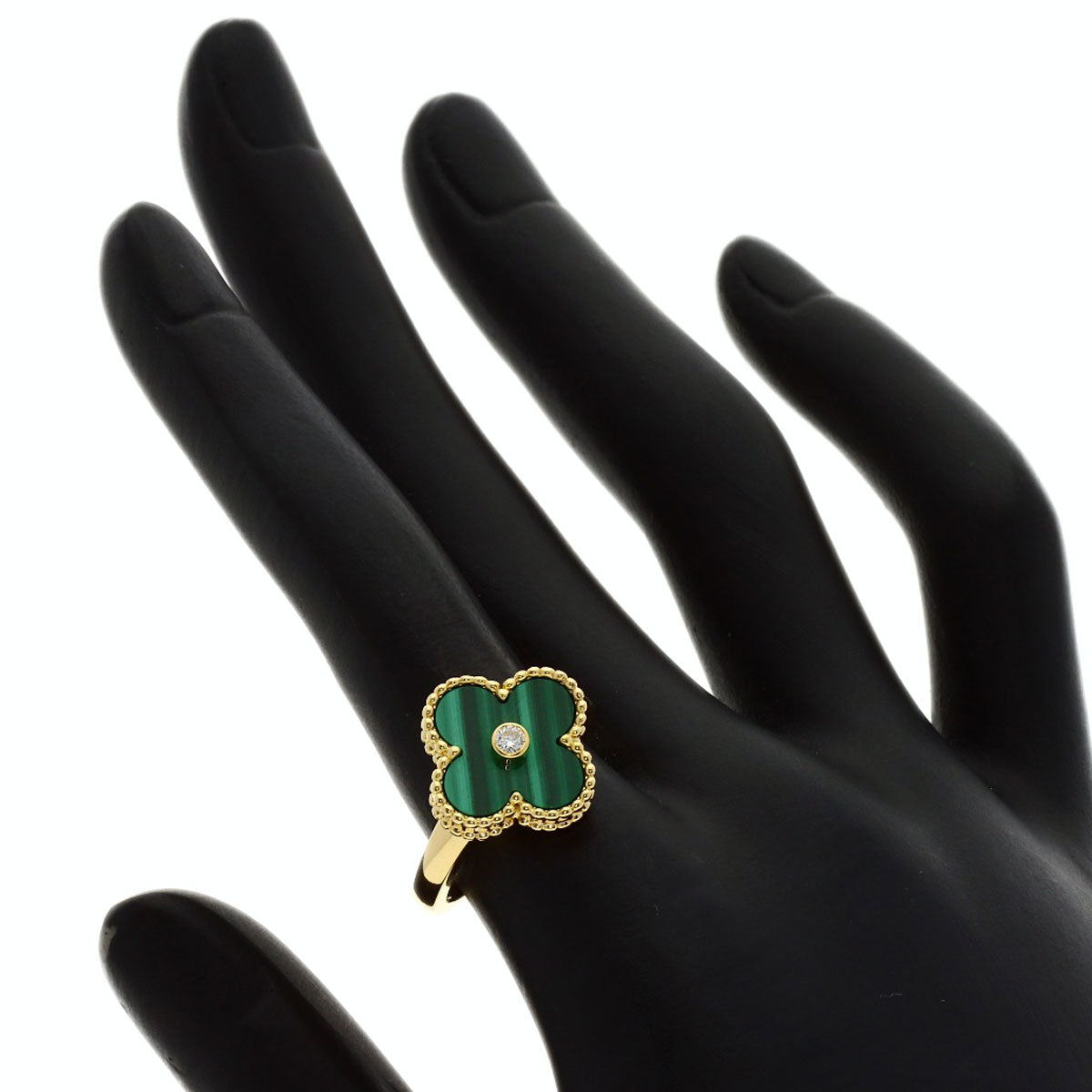 Van Cleef & Arpels Vintage Alhambra Malachite #53 Ring K18 Yellow Gold Ladies [Used]