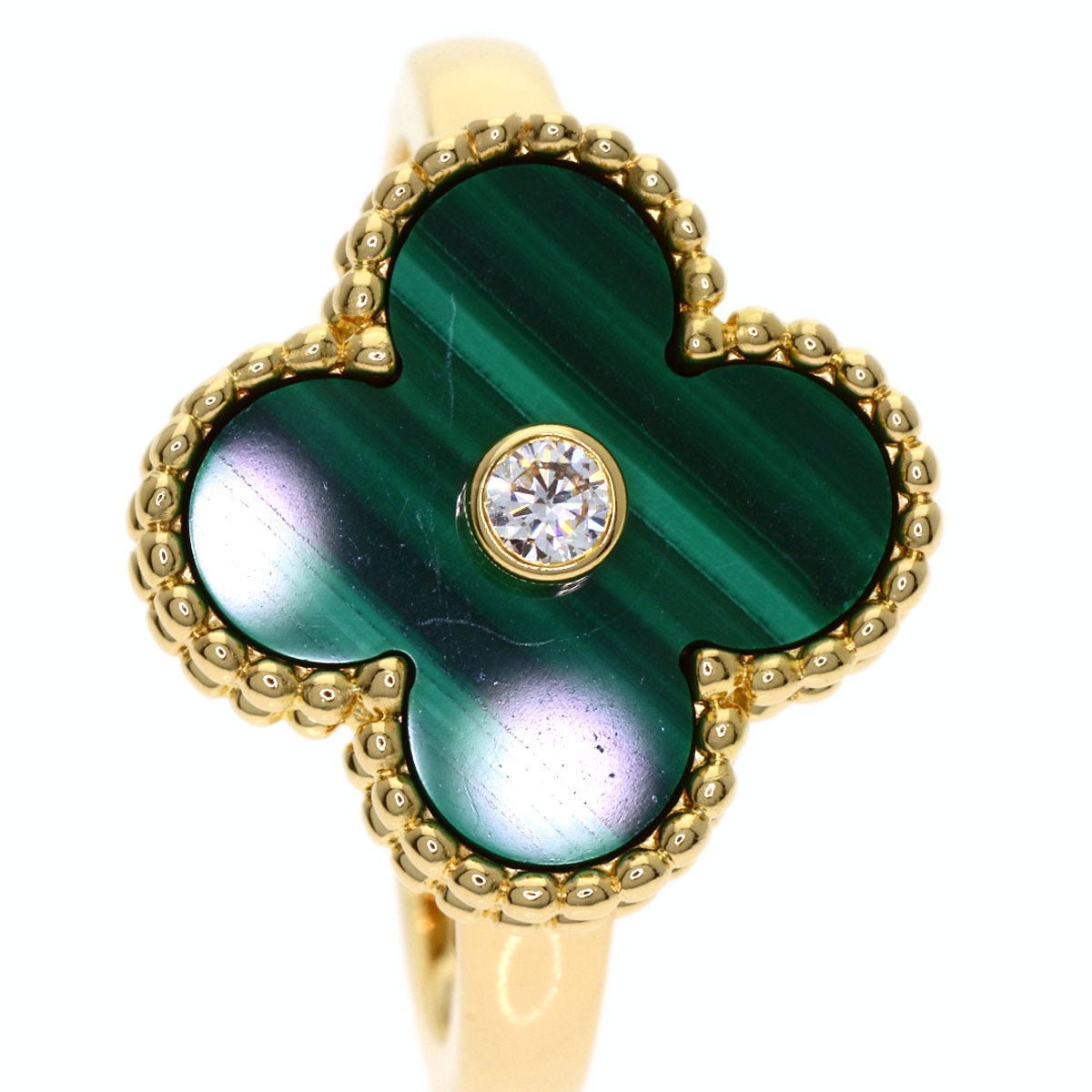 Van Cleef & Arpels Vintage Alhambra Malachite #53 Ring K18 Yellow Gold Ladies [Used]