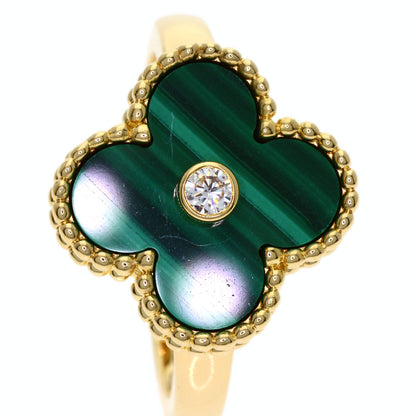 Van Cleef & Arpels Vintage Alhambra Malachite #53 Ring K18 Yellow Gold Ladies [Used]