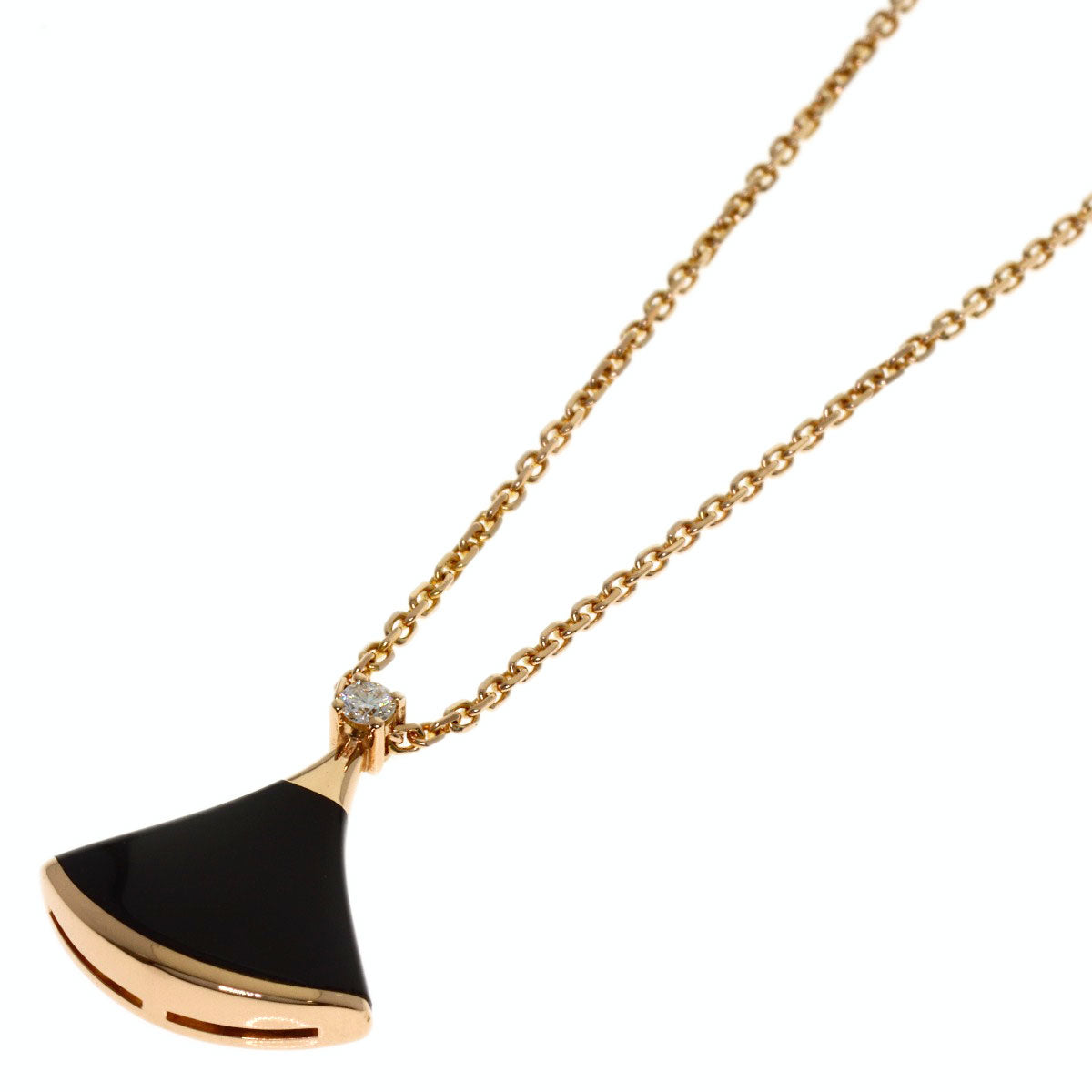 BVLGARI Diva Dream Onyx Diamond Necklace K18 Pink Gold Ladies [Used]