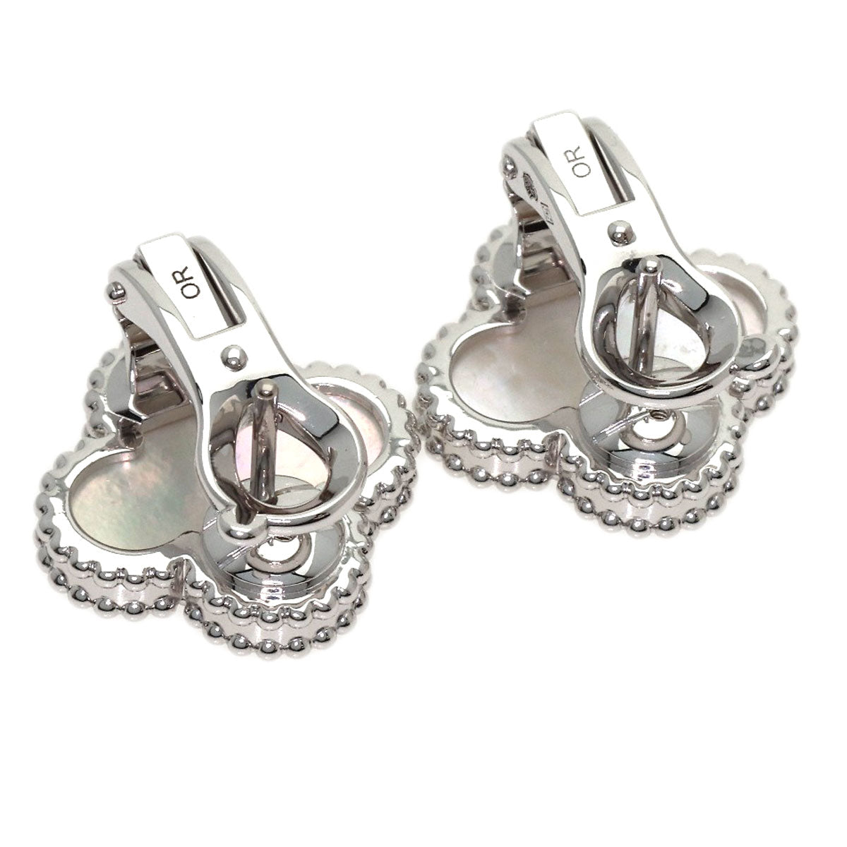 Van Cleef & Arpels Vintage Alhambra Shell earring K18 White Gold Ladies [Used]