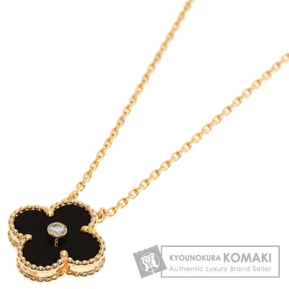 Van Cleef & Arpels Vintage Alhambra Onyx Diamond Necklace K18 Pink Gold Ladies [Used]