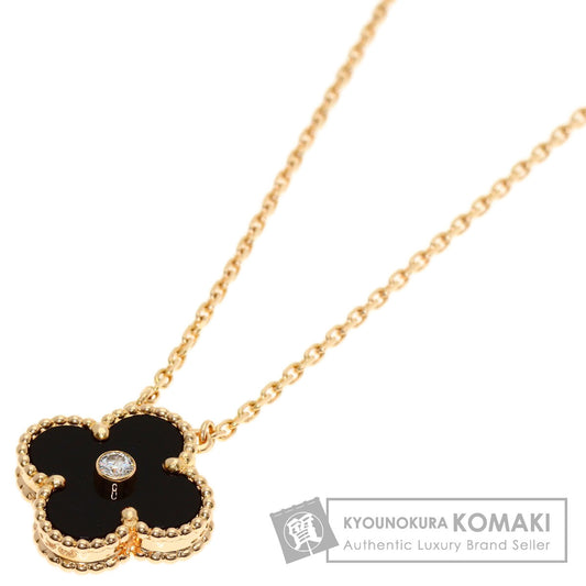 Van Cleef & Arpels Vintage Alhambra Onyx Diamond Necklace K18 Pink Gold Ladies [Used]