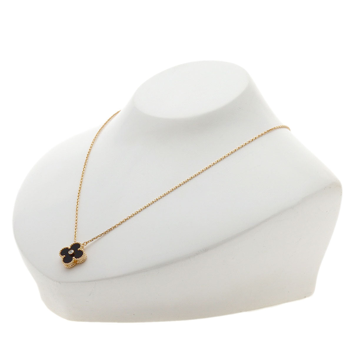 Van Cleef & Arpels Vintage Alhambra Onyx Diamond Necklace K18 Pink Gold Ladies [Used]