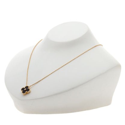 Van Cleef & Arpels Vintage Alhambra Onyx Diamond Necklace K18 Pink Gold Ladies [Used]