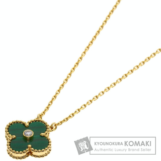 Van Cleef & Arpels Vintage Alhambra Malachite Diamond Necklace K18 Yellow Gold Ladies [Used]