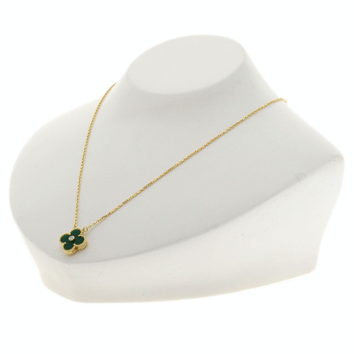 Van Cleef & Arpels Vintage Alhambra Malachite Diamond Necklace K18 Yellow Gold Ladies [Used]
