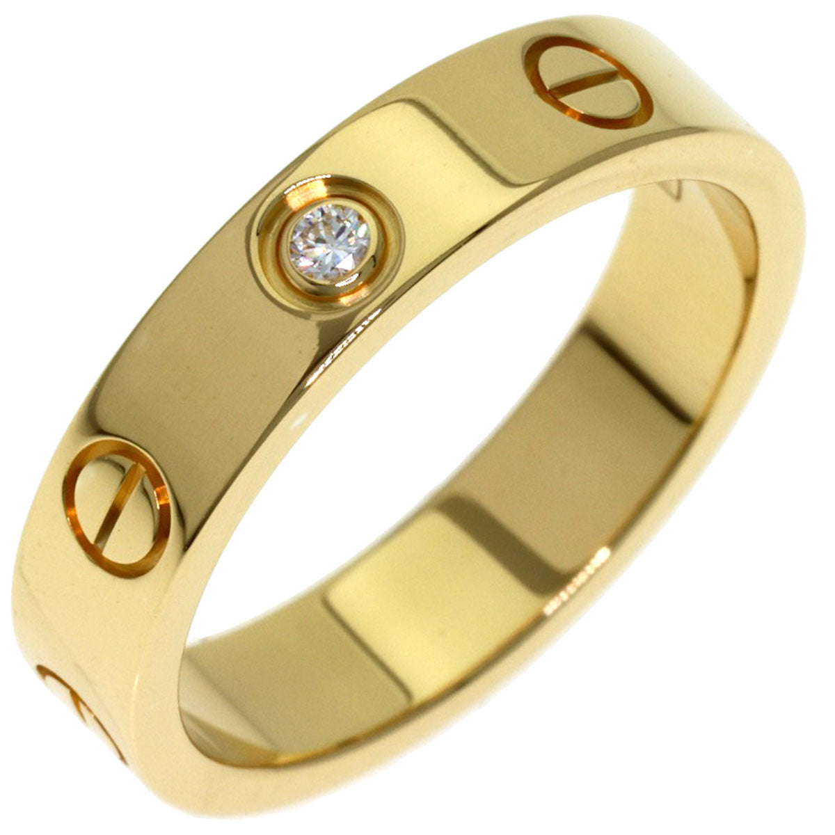 CARTIER Mini Love Link 1P Diamond #50 Ring K18 Yellow Gold Ladies [Used]