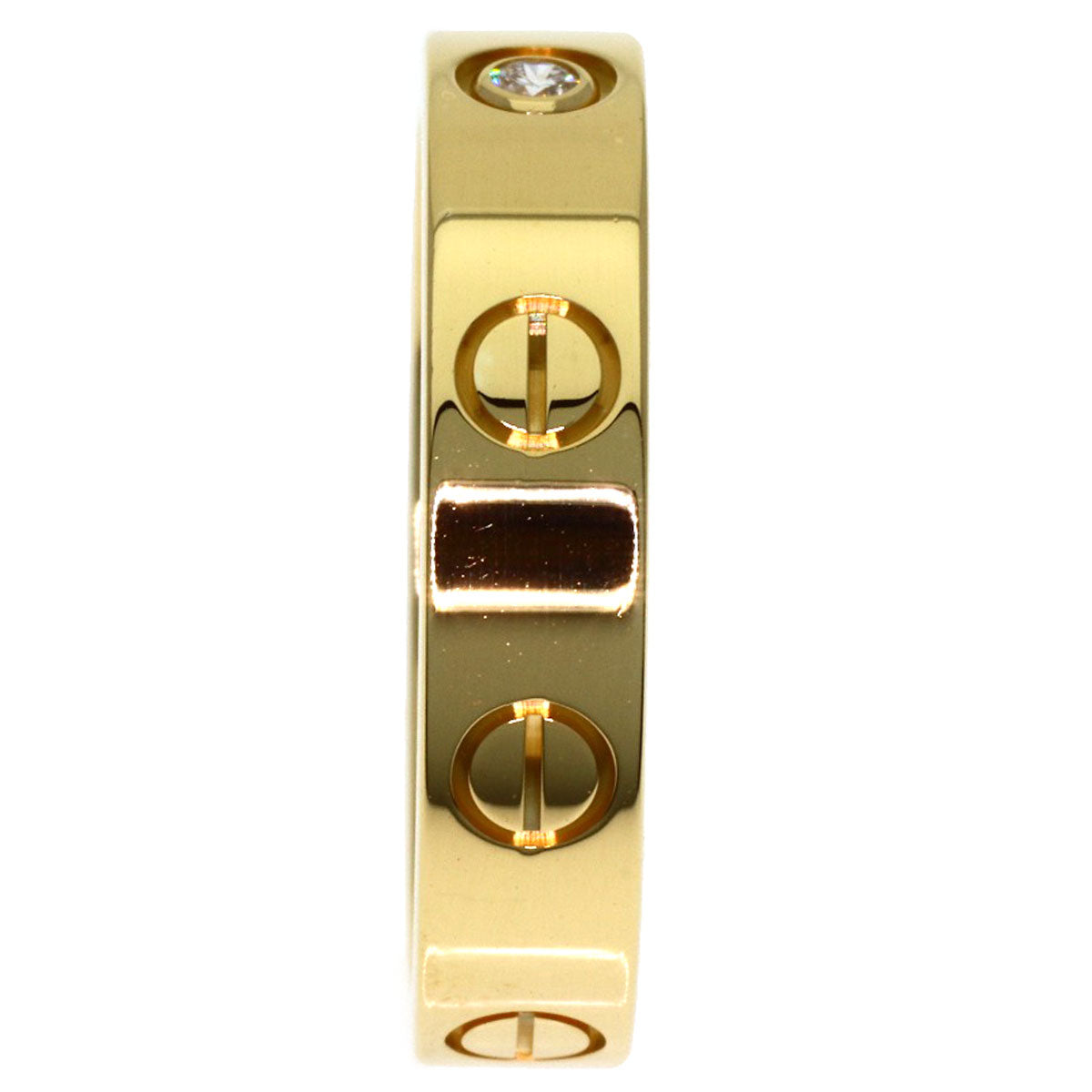CARTIER Mini Love Link 1P Diamond #50 Ring K18 Yellow Gold Ladies [Used]