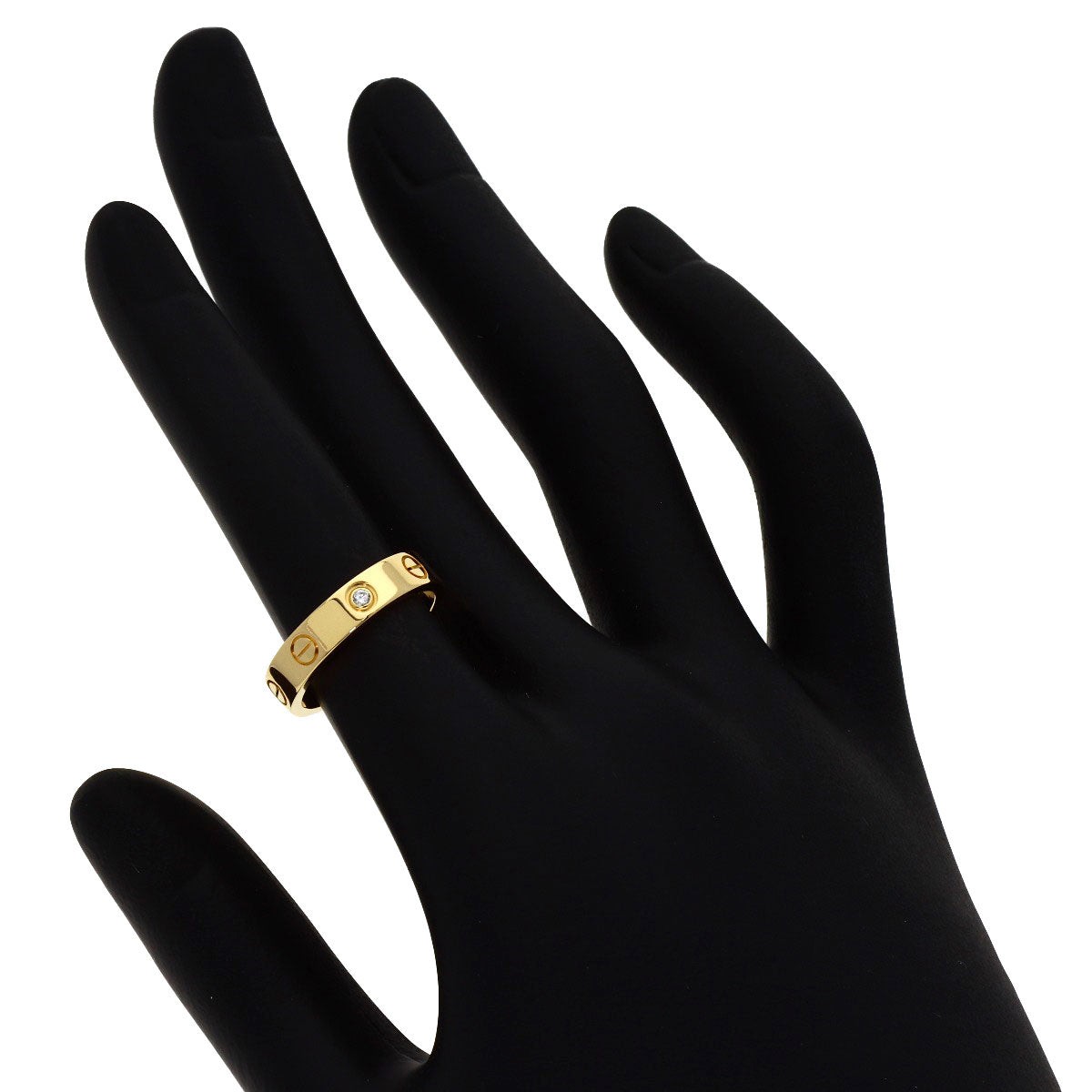 CARTIER Mini Love Link 1P Diamond #50 Ring K18 Yellow Gold Ladies [Used]