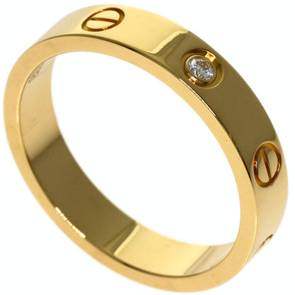 CARTIER mini love ring 1P Diamond #55 Ring K18 Yellow Gold Ladies [Used]