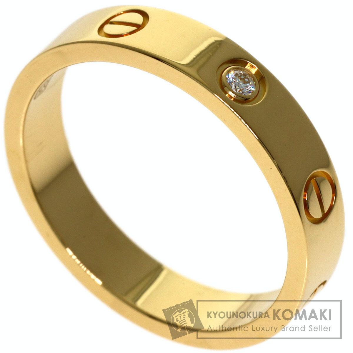 CARTIER mini love ring 1P Diamond #55 Ring K18 Yellow Gold Ladies [Used]