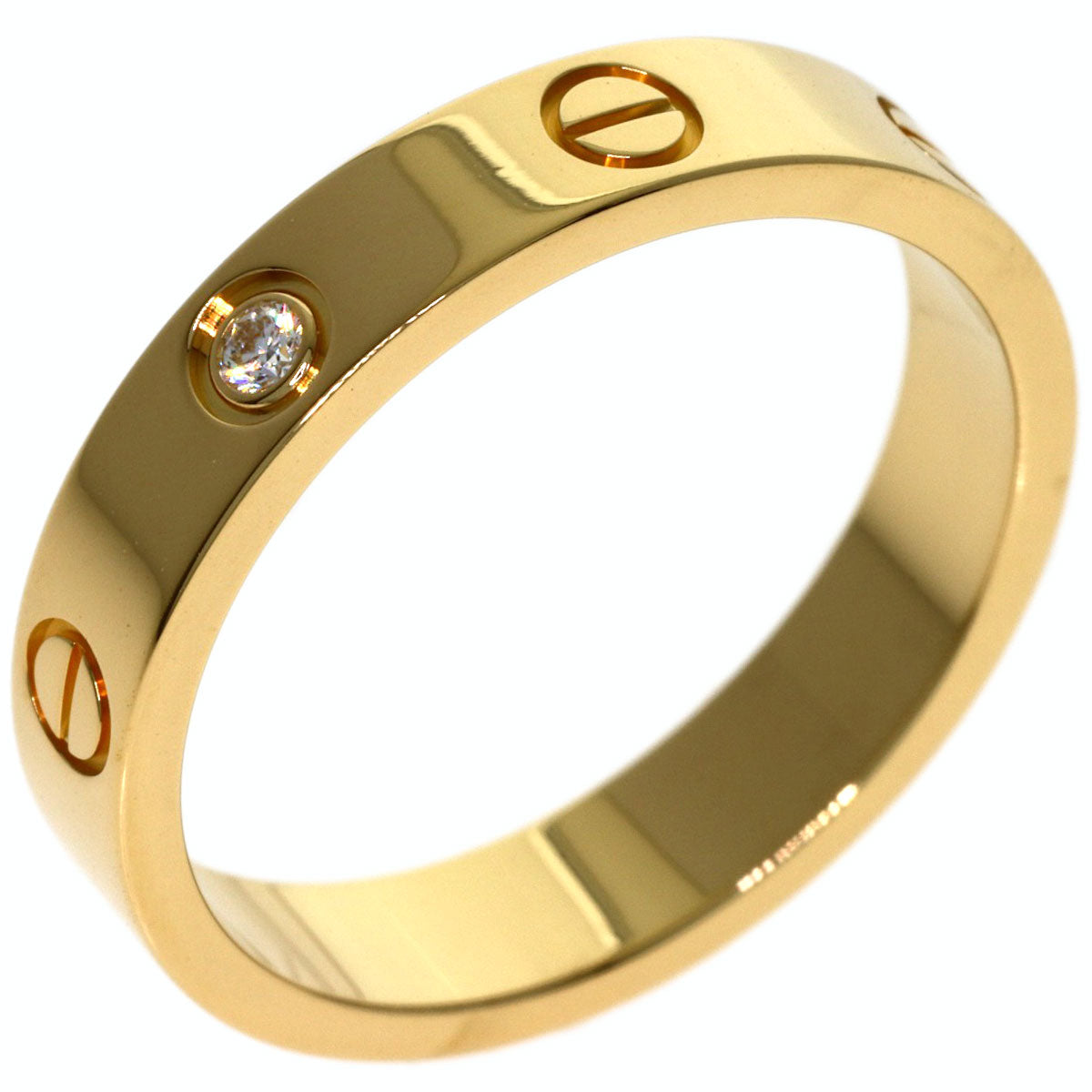 CARTIER mini love ring 1P Diamond #55 Ring K18 Yellow Gold Ladies [Used]