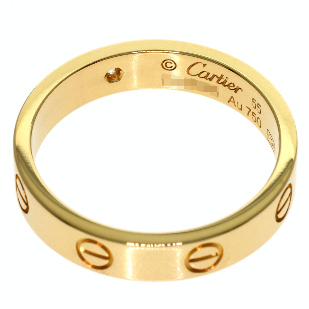 CARTIER mini love ring 1P Diamond #55 Ring K18 Yellow Gold Ladies [Used]