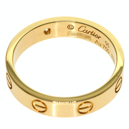 CARTIER mini love ring 1P Diamond #55 Ring K18 Yellow Gold Ladies [Used]