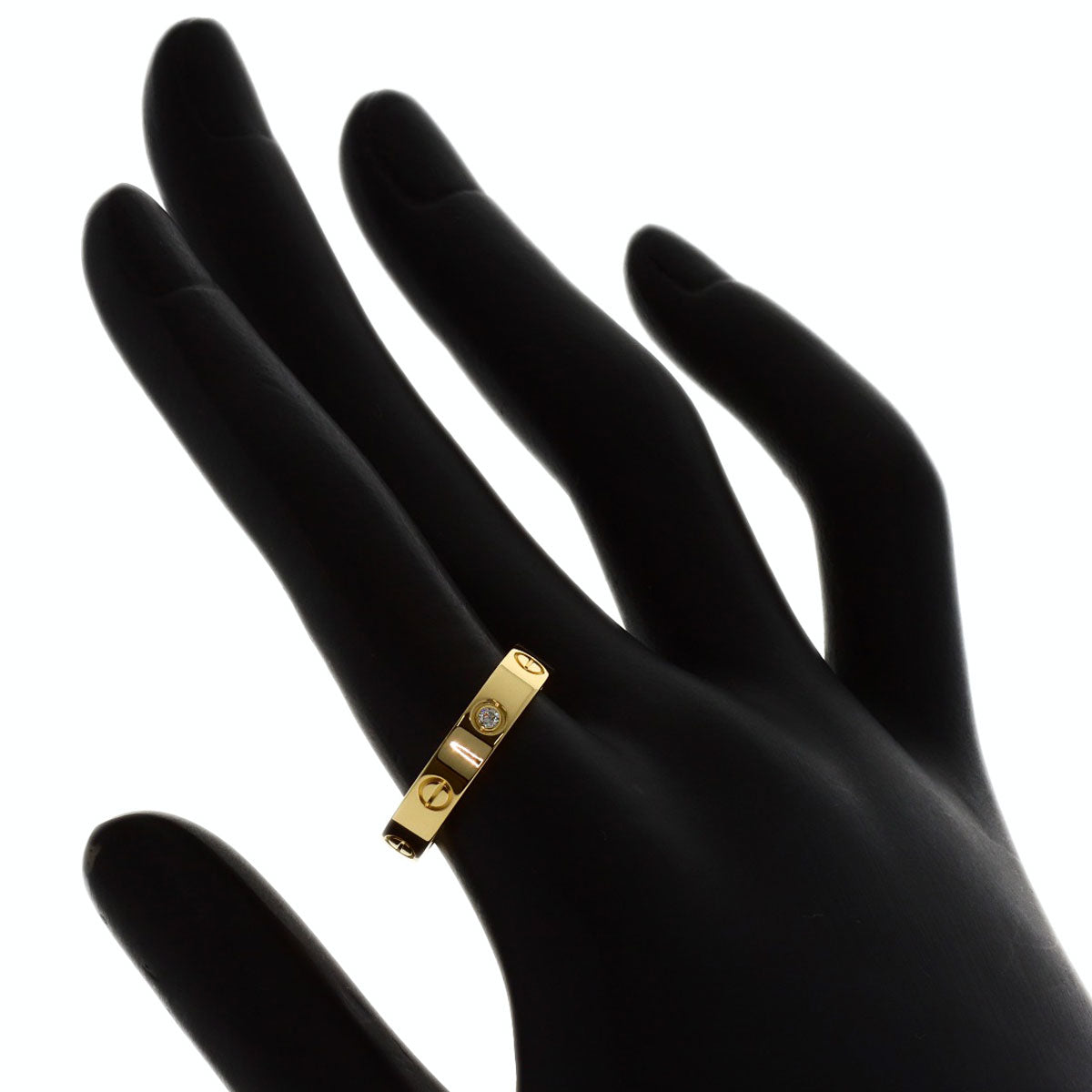 CARTIER mini love ring 1P Diamond #55 Ring K18 Yellow Gold Ladies [Used]