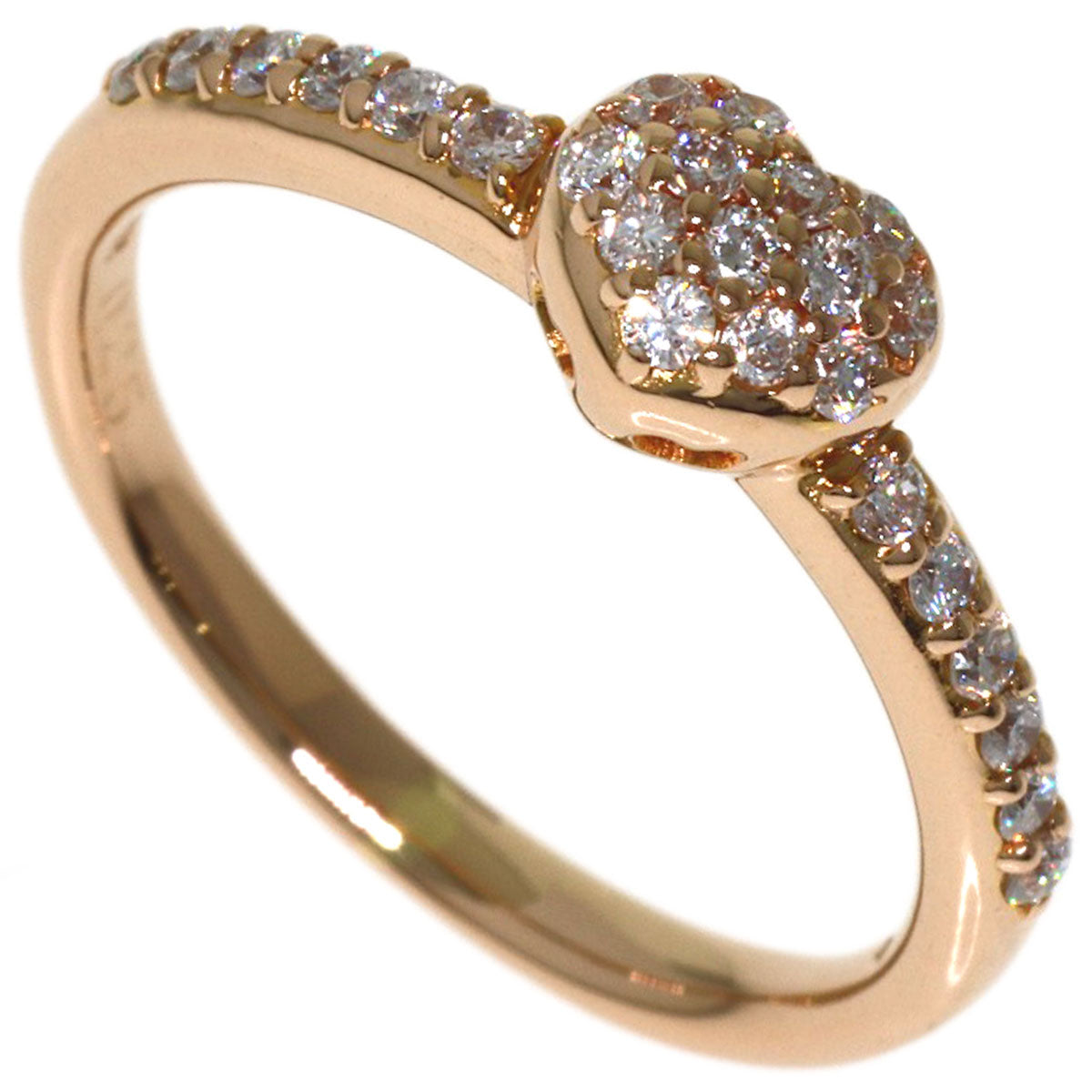 Ponte Vecchio Heart motif Diamond Ring K18 Pink Gold Ladies [Used]