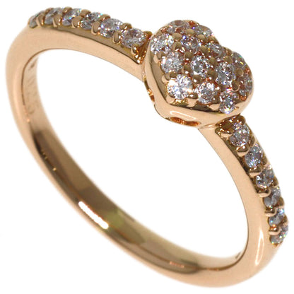 Ponte Vecchio Heart motif Diamond Ring K18 Pink Gold Ladies [Used]